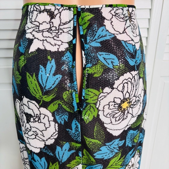 DIANE VON FURSTENBERG Boswell Sequined Floral Pencil Skirt Size 10 - Picture 6 of 10